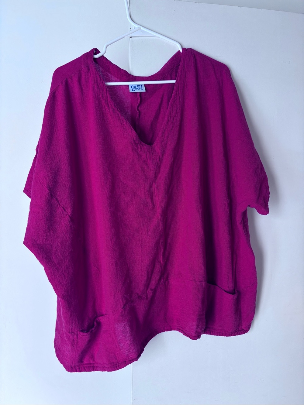Oh My Gauze! Crimson V-Neck Textured Tunic Top